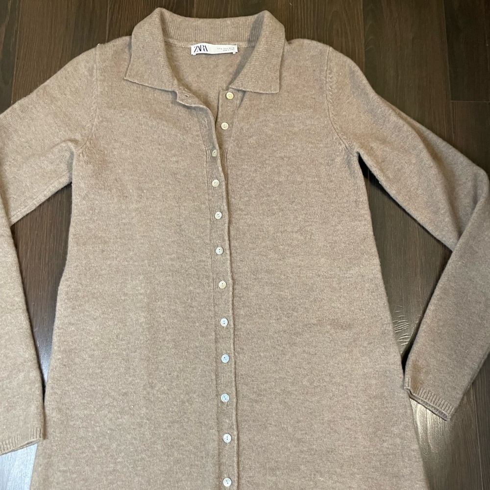 Zara Small Sweater Dress Long Sleeve Tan